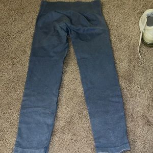 blue compression leggings with tummy control and butt lifter